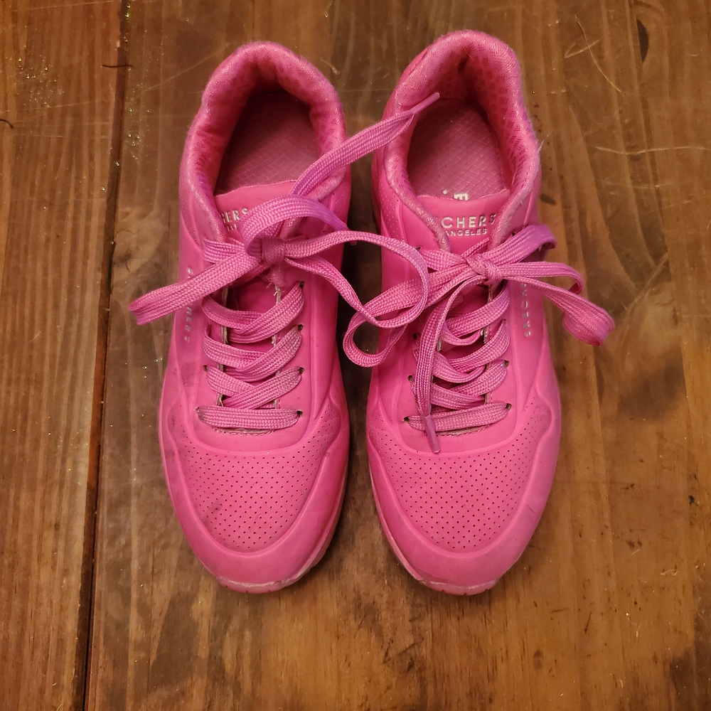 Skechers Hot Pink Lace-Up Sneakers
